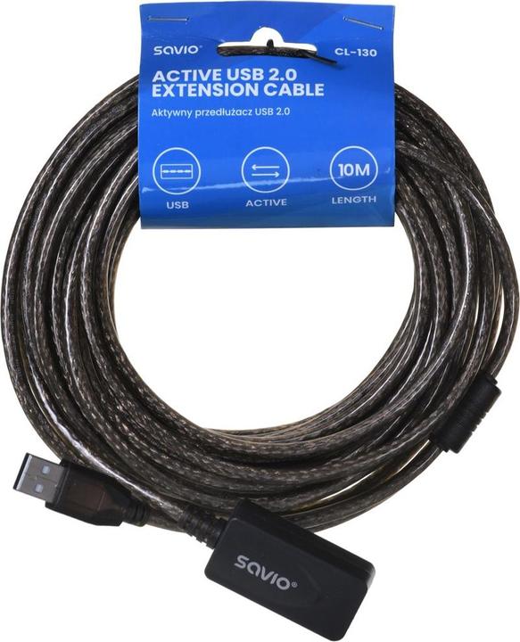 Produktbild Savio USB cable USB-A - USB-A 10 m black ( CL-130) (10 m, USB 2.0)