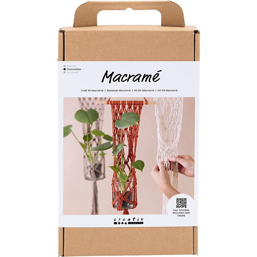 Creativ Company Bastelset Mini Macramé Blumenaufhänger, Handarbeitsset, Mehrfarbig