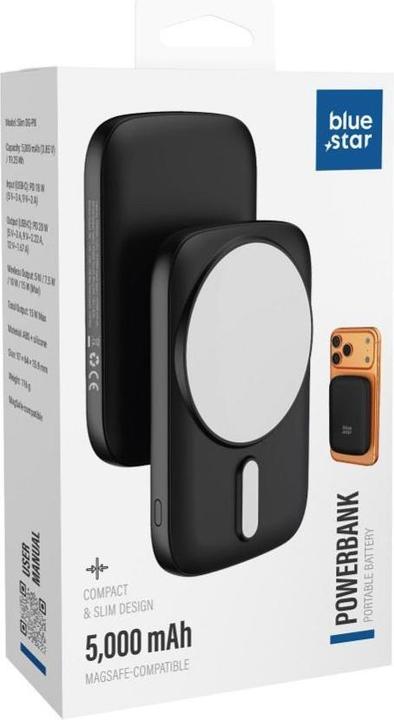 Produktbild Power bank Blue Star Powerbank compatible with MagSafe Blue Star Slim DG-P8 15W 5000 mAh black (5000 mAh, 15 W, 19.25 Wh)