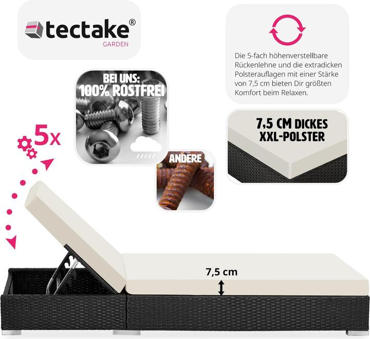 Actual product image tectake 2 sunbeds (184 cm)