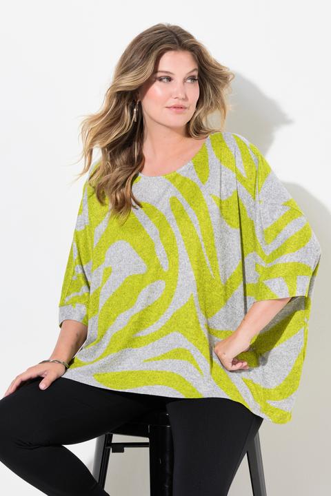 Actual product image Miamoda Damen grosse Grössen Pullover, oversized, Zebramuster, 3/4-Ärmel limette 42+ 836919402-42+ (42, 44)