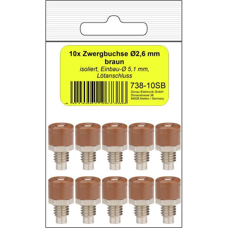 Donau 10 ZWERGBUCHSE 2,6mm braun, Elektronikkabel + Stecker, Braun