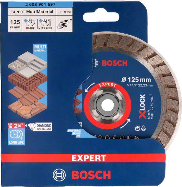 Produktbild Bosch Professional Zubehör Expert MultiMaterial X-LOCK Diamanttrennscheiben, 125 x 22,23 x 2,4 x 12 mm