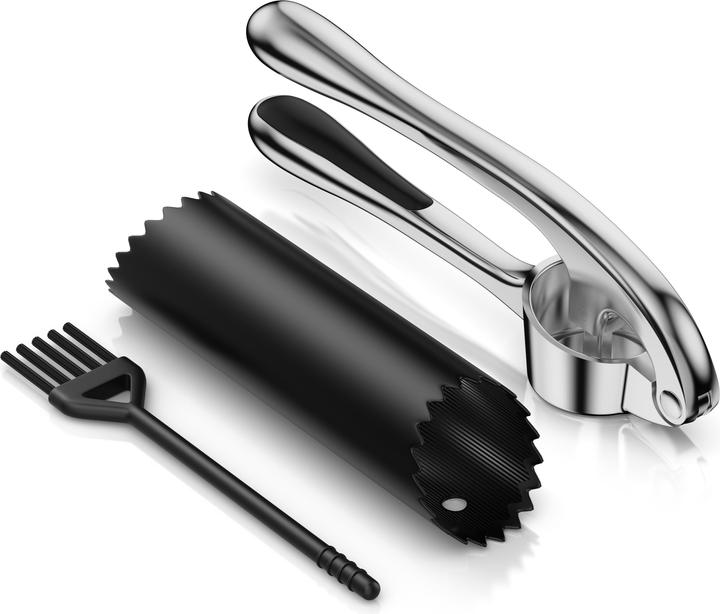 Arendo Knoblauchpresse Mehrzweck zum Zerkleinern von Knoblauch & Ingwer, spülmaschinenfest, zinklegierung