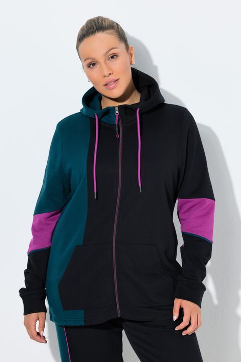 Produktbild Ulla Popken Sweatjacke, Colorblocking, Kapuze, Kängurutasche (42, 44)