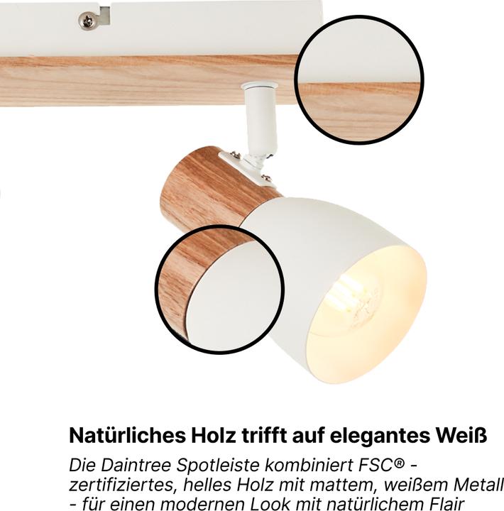 Produktbild Brilliant Daintree Spotbalken 4flg weiss/natur Mass: 16.5x57.5 (E14)