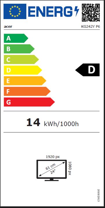 Energie-Label Acer Nitro KG242YP6bmipx (1920 x 1080 Pixel, 23.80")