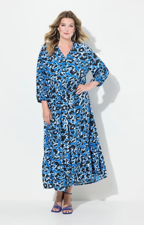 Produktbild Miamoda Maxikleid, A-Linie, Leomuster, V-Ausschnitt, 3/4-Ärmel (46)