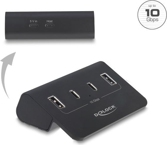 Actual product image Delock USB 10 Gbps Hub mit 2 USB Type-C und 2 USB Typ-A Ports (64259) (USB-C, 4 ports)