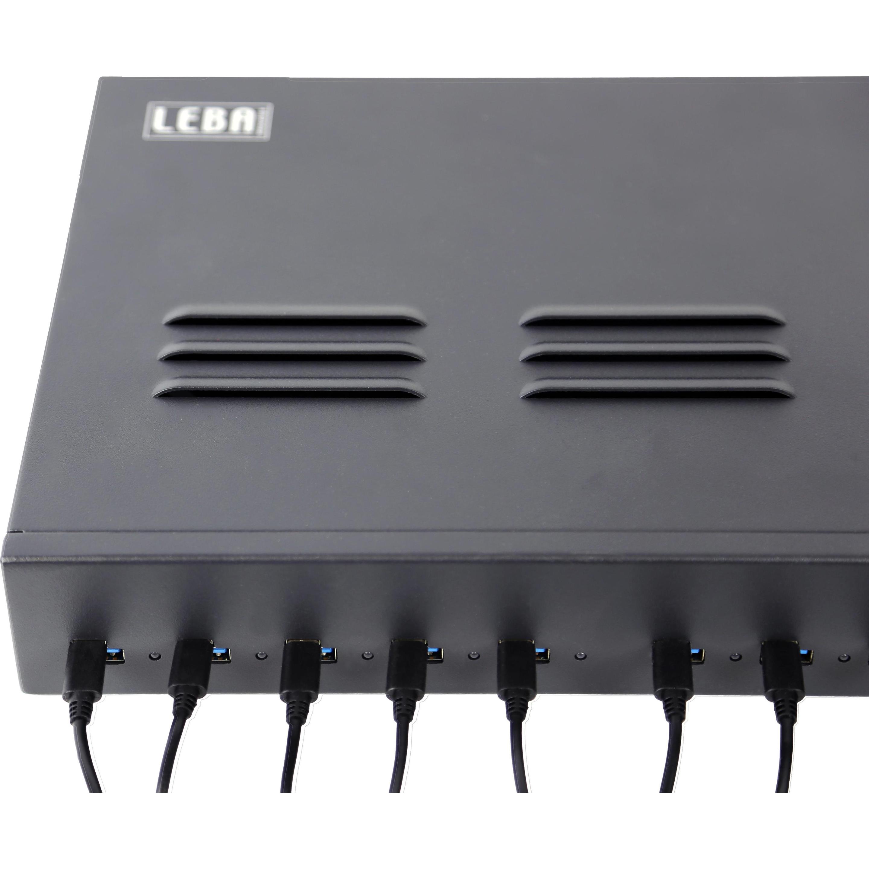 Thumbnail - Leba NoteCharge - Netzteil - 65 Watt - 10 Ausgabeanschlussstellen (USB-C) (500 W), USB Ladegerät, Schwarz