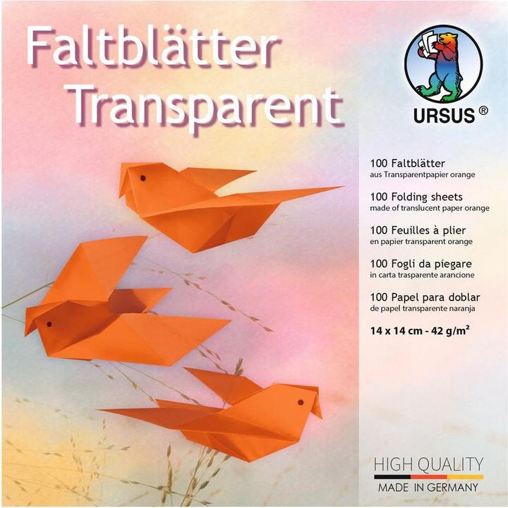 Produktbild Ursus Transparentpapier-Faltblätter, 14 x 14 cm (42 g/m²)