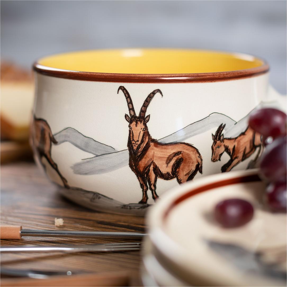 Thumbnail - Kuhn Rikon Fondueset Steinbock 9-teilig, Fondue Set, Beige