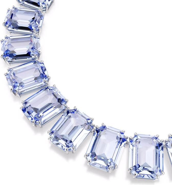 Actual product image Swarovski Millenia Tennis Halskette Übergrosse Kristalle Oktagon Schliff Blau Rhodiniert (Swarovski Metal, 36 cm)