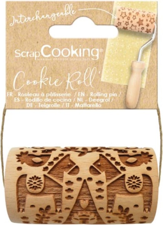 Produktbild ScrapCooking Teigrolle aus Holz geprägt, Weihnachten Deko