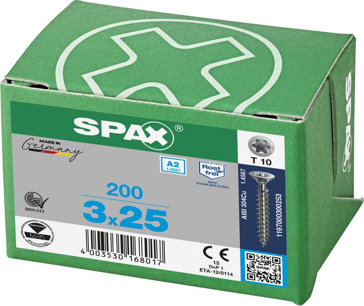 Immagine prodotto Spax Pastiglie Freno A2 Testa Svasata T-Star Plus T10 Completamente Filettate (200 Viti per pezzo)