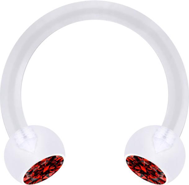 Produktbild Star Piercing Micro Circular Barbell transparent mit zwei Kugeln Kristall rot (ohne Messing, Kunststoff)