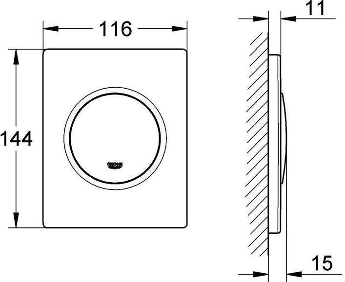 Actual product image Grohe Nova Cosmopolitan actuator plate, for urinal, chrome