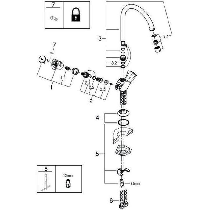 Thumbnail - Grohe, Küchenarmatur, Küchenarmatur mit Zweigriff GROHE Costa chrom glänzend 31831001