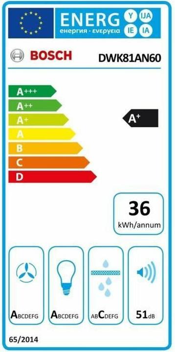 Energie-Label Bosch Hausgeräte DAMPKAP DWK81AN60 (Wandhaube)