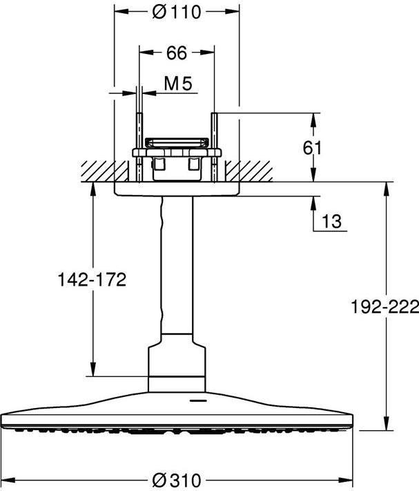 Actual product image Grohe Overhead shower set Rainshower SmartActive 310 26477000 31 cm incl. ceiling connection 14.2 (2 Beam types, 25 l/min)