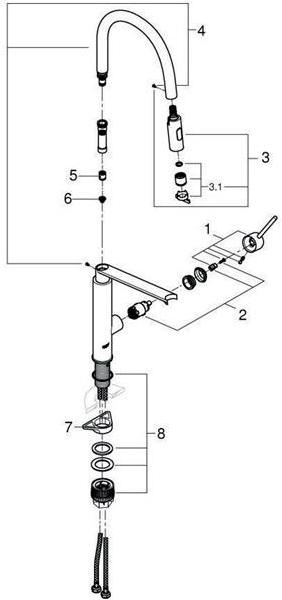 Immagine prodotto Grohe Miscelatore da cucina con bocca flessibile Concetto cromo lucido 31491000
