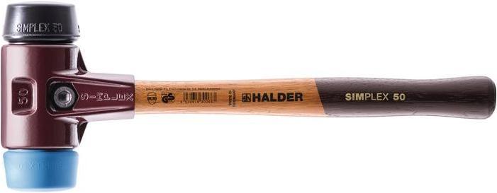 Actual product image Halder Soft faced hammer SIMPLEX length 300 mm head-Ø 30 mm soft/medium hard wood TPE-soft blue/rubber (340 g)