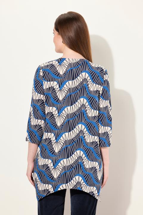 Actual product image Ulla Popken Eco Cotton Abstract Wave Pointed Hem Tee (42, 44)