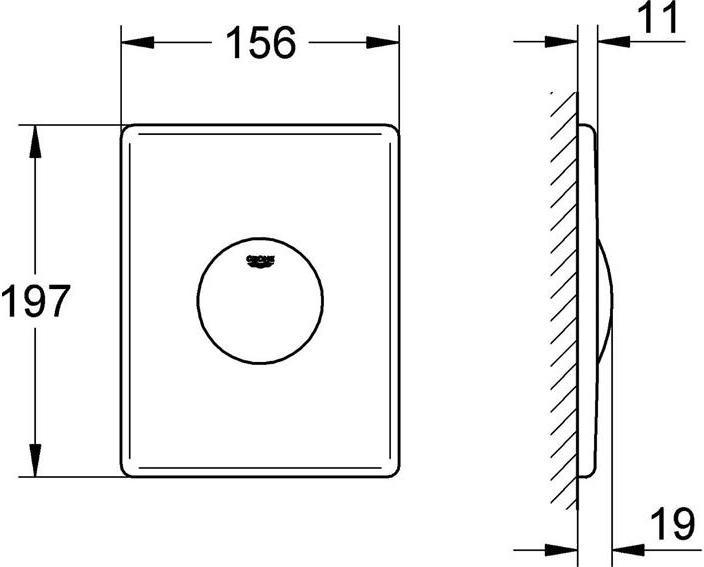 Actual product image Grohe Skate WC pressure flush, wall-mounted, chrome