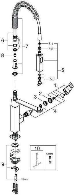 Productafbeelding Grohe Keukenkraan met flexibele uitloop Eurocube supersteel mat 31395