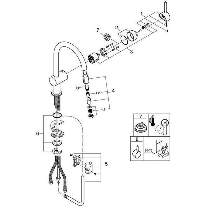 Thumbnail - Grohe, Küchenarmatur, Küchenarmatur mit Handbrause Minta chrom glänzend 32918000
