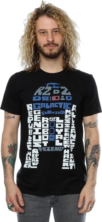 Actual product image Star Wars Mens R2-D2 Text Head T-Shirt (XXL)