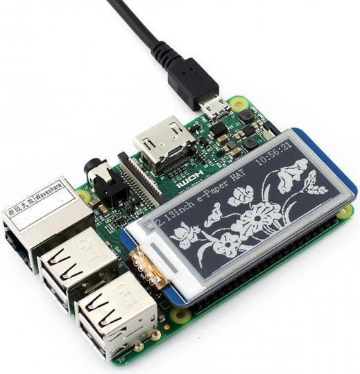 Actual product image WaveShare 250x122 2.13inch Black White E-Ink Display Raspberry Pi HAT