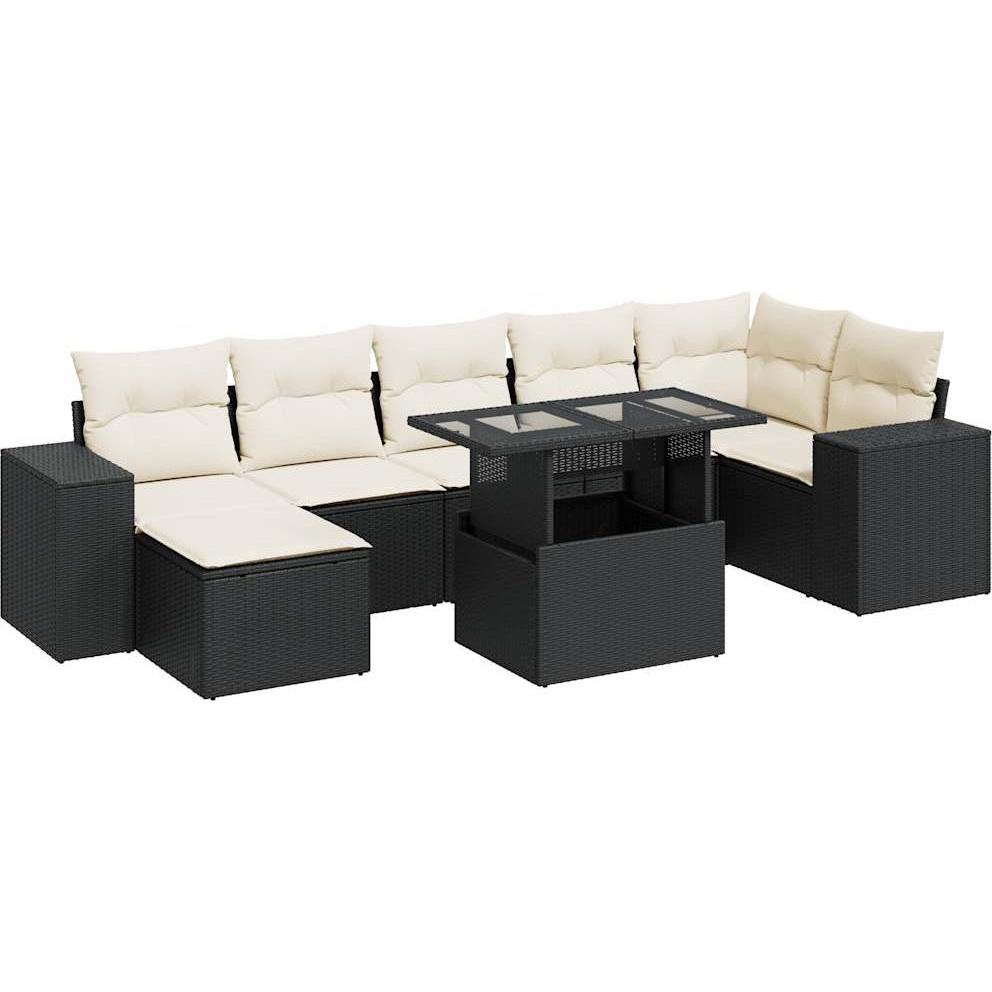 VidaXL, Gartenlounge, 8-tlg. Garten-Sofagarnitur mit Kissen Schwarz Poly Rattan