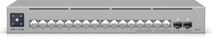 Actual product image Ubiquiti Pro Max 16 PoE Managed Switch 2x 10G SFP+, 4x 2.5GbE (PoE++), 12x 1GbE (PoE+) (18 Ports)