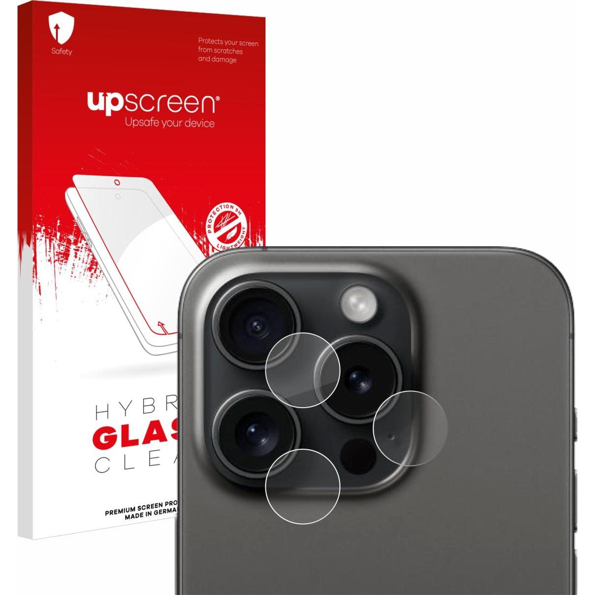 upscreen Scratch Shield Panzerglasfolie (1 Stück, Apple iPhone 15 Pro), Smartphone Schutzfolie, Transparent