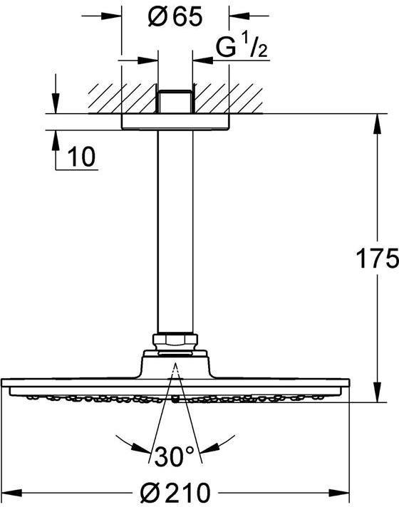Produktbild Grohe Kopfbrause Set Rainshower Cosmopolitan 210 26063000 21 cm inkl. Deckenanschluss 14,2 cm chr (1 Strahlart, 8.50 l/min)