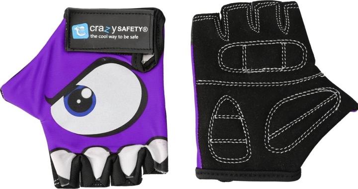 Immagine prodotto Crazy Safety Guanti da bici per bambini viola con occhi riflettenti e palmi imbottiti - Viola - Taglia S (S)