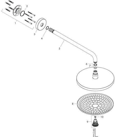 Actual product image hansgrohe Overhead shower set Raindance Select S 240 2jet 26466400 24 cm incl. shower arm 39 cm (2 Beam types, 17 l/min)