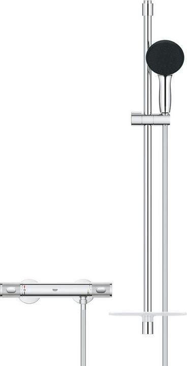 Actual product image Grohe Precision Feel QuickFix thermostatic shower mixer and Vitalio Start 110 shower rail set, length