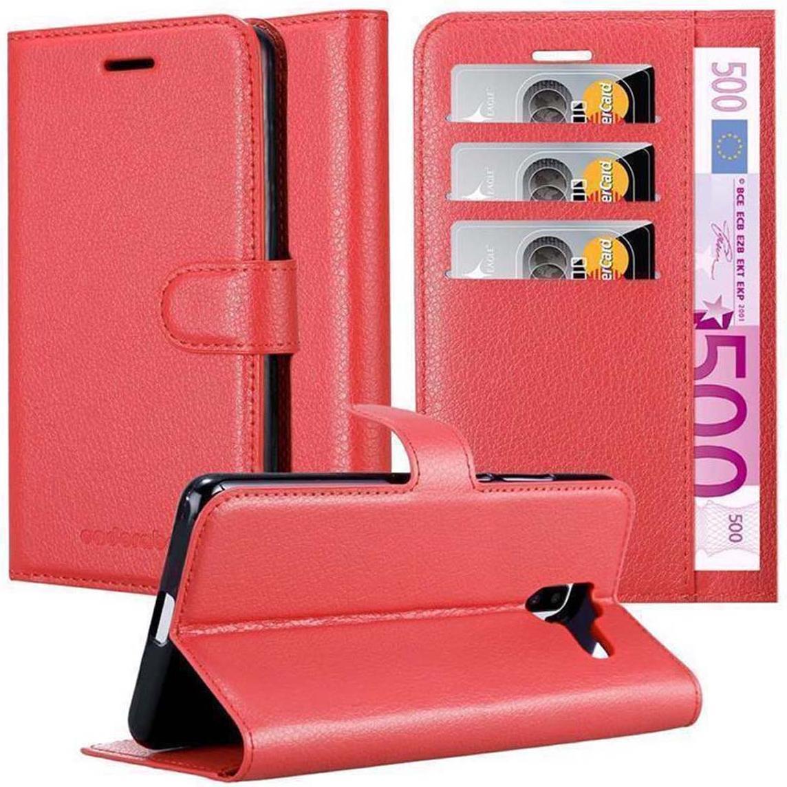 Cadorabo Book mit Standfunktion Cover (Samsung Galaxy J6+), Smartphone Hülle, Rot