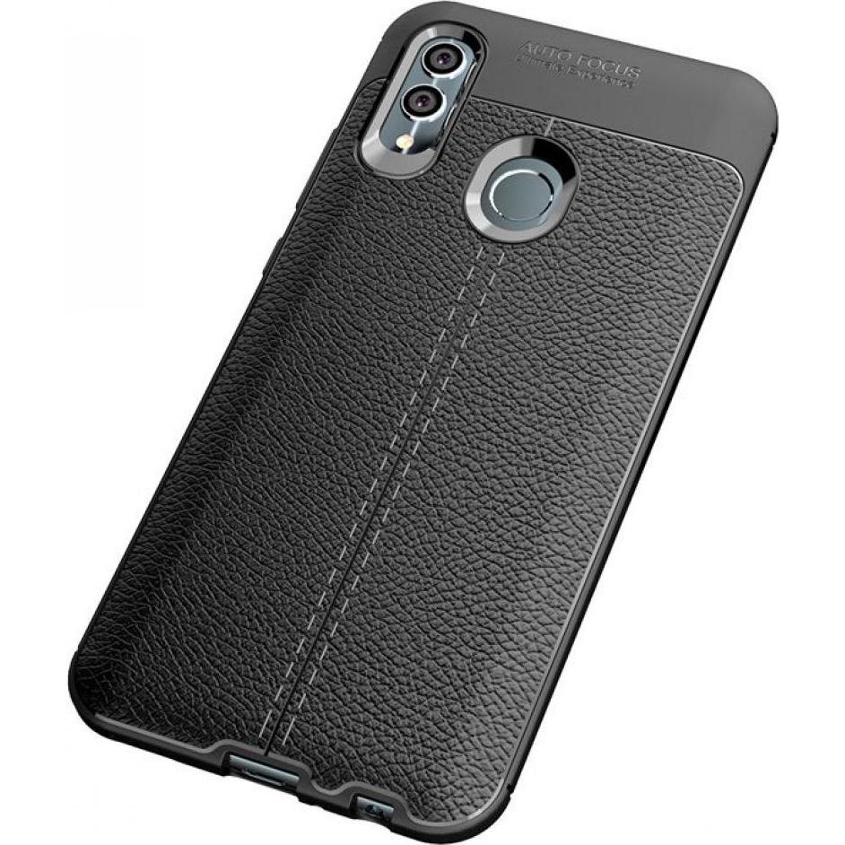 Thumbnail - Screenguard Huawei P Smart 2019 Hülle Leather Design TPU Cover (Huawei P Smart+ (2019)), Smartphone Hülle, Schwarz