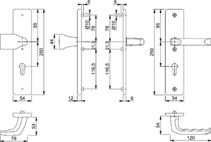 Produktbild Hoppe Schutzgarnitur London 78G/2221A/2440/113 Aluminium F2 92 mm 67-72 mm (Türgriff)