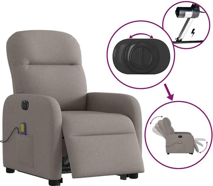 Produktbild VidaXL Elektrischer Massagesessel mit Aufstehhilfe Taupe Stoff