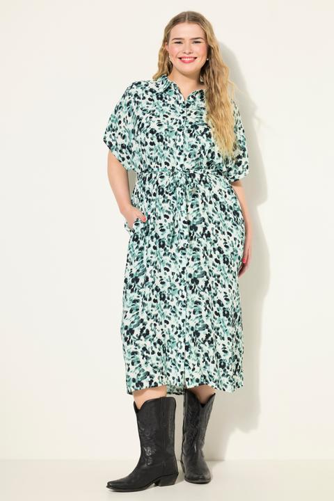 Immagine prodotto Studio Untold Abito chemisier midi dal taglio oversize con stampa allover, collo da camicia e cintura (54)