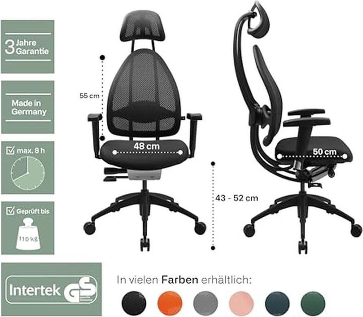 Produktbild Topstar Ergonomischer Bürostuhl mit höhenverstellbaren Armlehnen und Kopfstütze