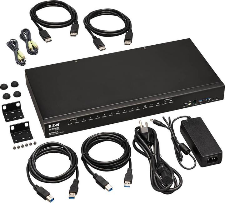Actual product image Eaton TIPPLITE 16-Port DisplayPort/USB KVM Switch with Audio/Video and USB Peripheral Sharing 4K 60