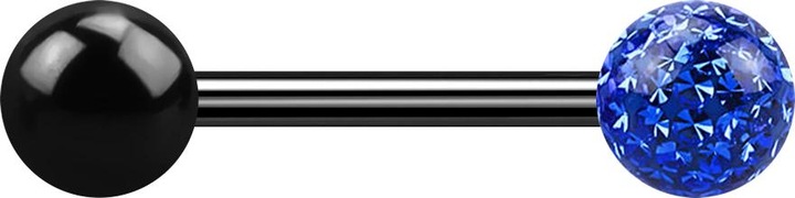 Produktbild Star Piercing Barbell schwarz mit Kugel und Kristallkugel dunkelblau Epoxy Schutzschicht (ohne Messing, Titan G23)