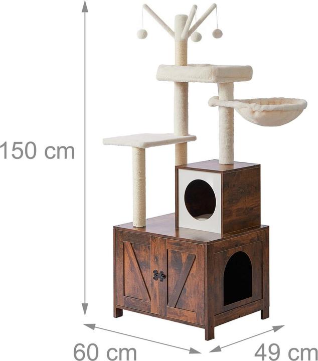 Produktbild Relaxdays Kratzbaum (150 cm, Dunkelbraun)