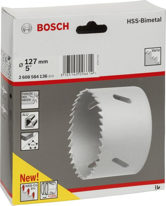 Immagine prodotto Bosch Professional Zubehör Sega a tazza HSS bimetallica per adattatore standard, 127 mm, 5 pollici (127 mm)
