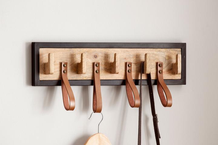 Actual product image FineBuy Wall coat rack FB95650 Mango solid wood brown